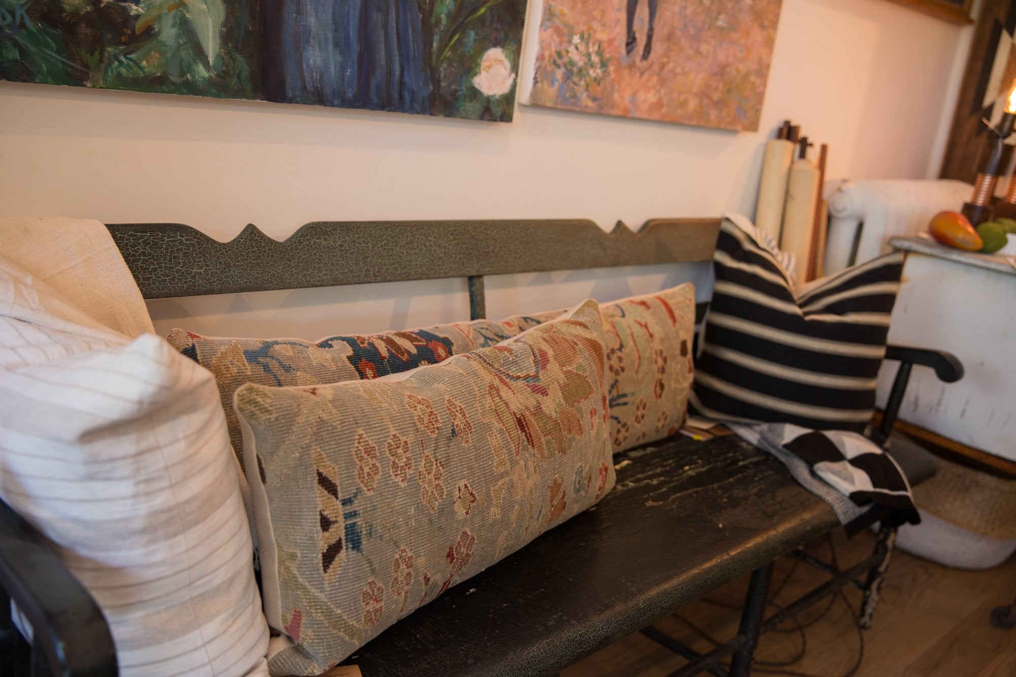 Reclaimed Antique Persian Rug Fragment Lumbar Pillow / Item ﻿﻿AS6519A7110A image 1