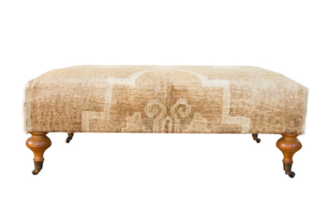 Vintage Oushak Rug Ottoman Coffee Table // ONH Item AS6873D8096A