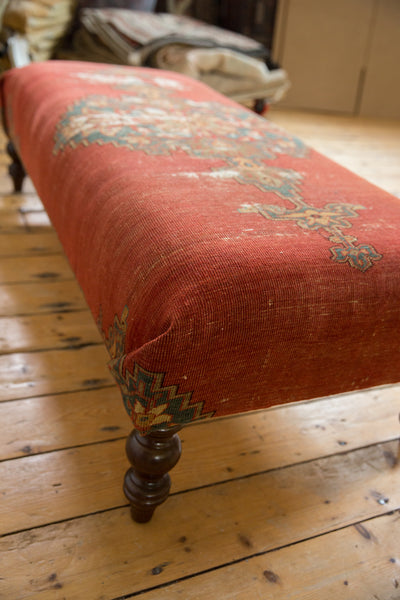 Antique Rug Fragment Ottoman Coffee Table // ONH Item AS8097A8082 Image 6