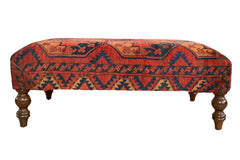 Antique Rug Fragment Ottoman Table // ONH Item AS8097A8093A