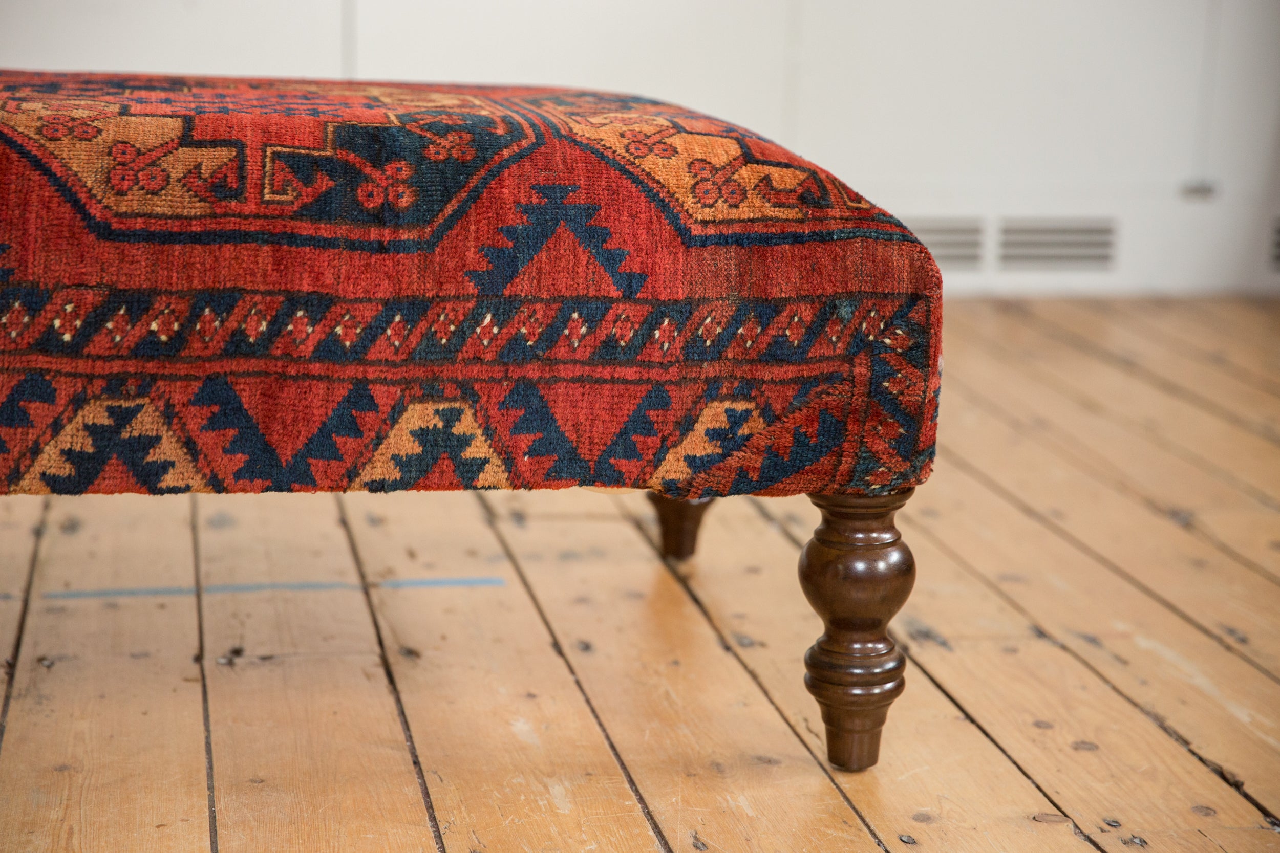 Antique Rug Fragment Ottoman Table // ONH Item AS8097A8093A Image 1