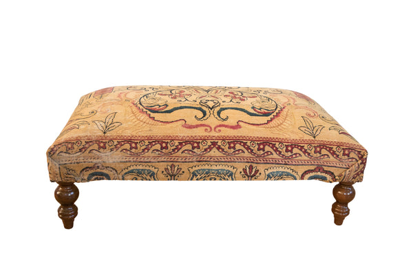 Antique Persian Rug Fragment Ottoman Table // ONH Item: AS8097A8498A