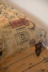 Antique Persian Rug Fragment Ottoman Table