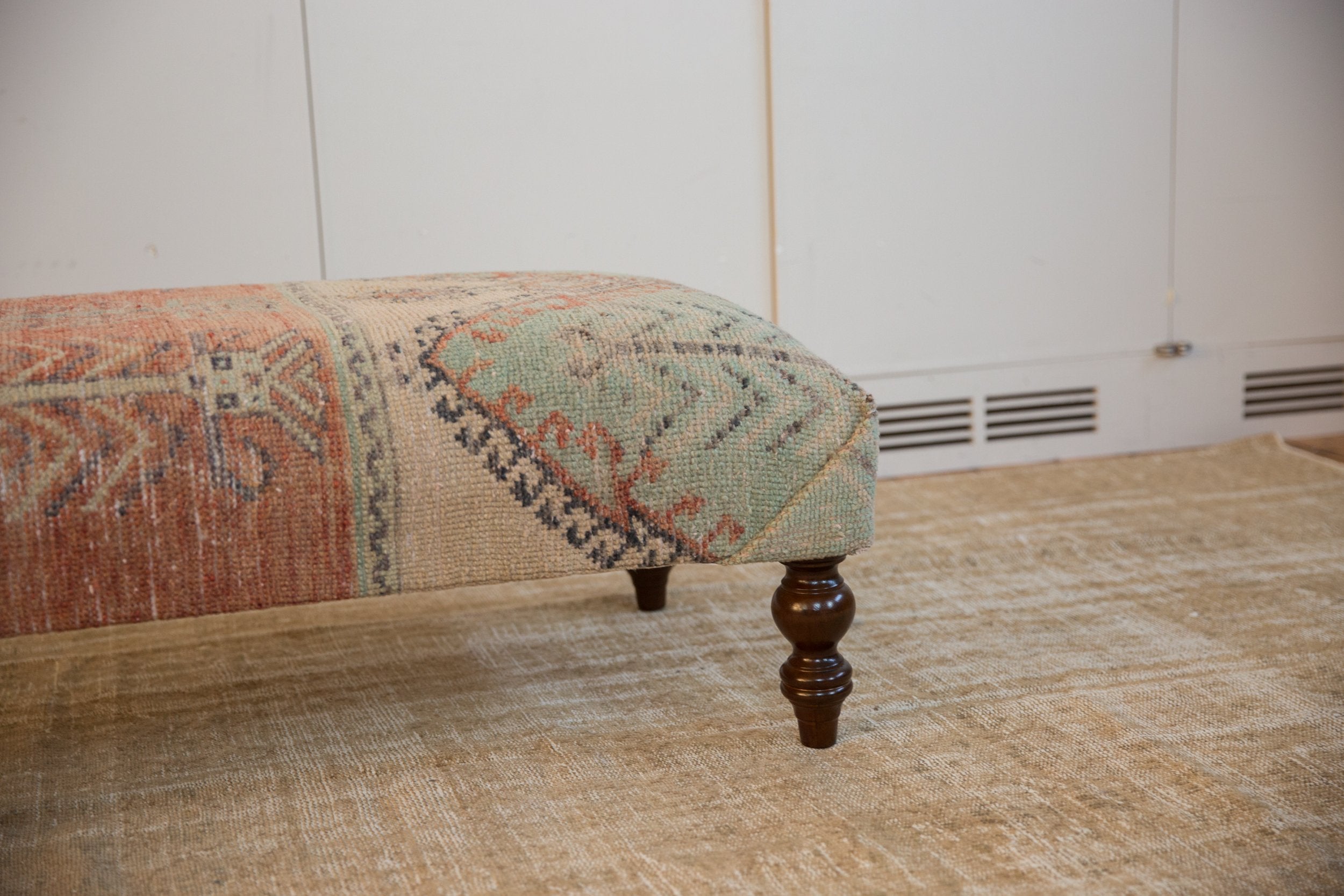 Vintage Oushak Rug Fragment Ottoman Coffee Table // ONH Item AS8097A9143A01 Image 1