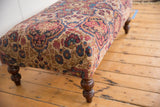 Natural wear to foundation on antique Kerman rug fragment with faded floral motifs.