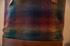 Vintage Gradient Plaid Fabric Tote with Leather Bucket // ONH Item BK001212 Image 2