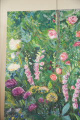 Painterly pink roses amid lush green foliage in the 