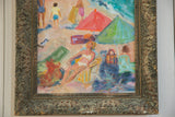 Ornate antique frame and bright beach scene detail from Grace B. Keogh painting.