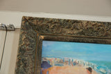 Ornate carved frame with detailed scrollwork surrounding the painting's blue sky.