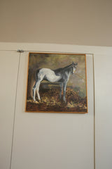 Lower right of 'White Horse' painting, showing G.B.K. signature and dark foliage.