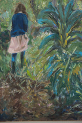 Grace B. Keogh painting detail with brown ground and green foliage, showing expressive brushwork.