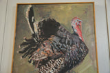 Grace B. Keogh turkey painting, highlighting textured dark plumage and vibrant red wattle.