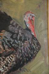 Close-up of Grace B. Keogh's turkey painting, highlighting the vivid red head and mottled plumage.