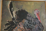 Textured dark plumage from Grace B. Keogh's turkey painting, muted background.