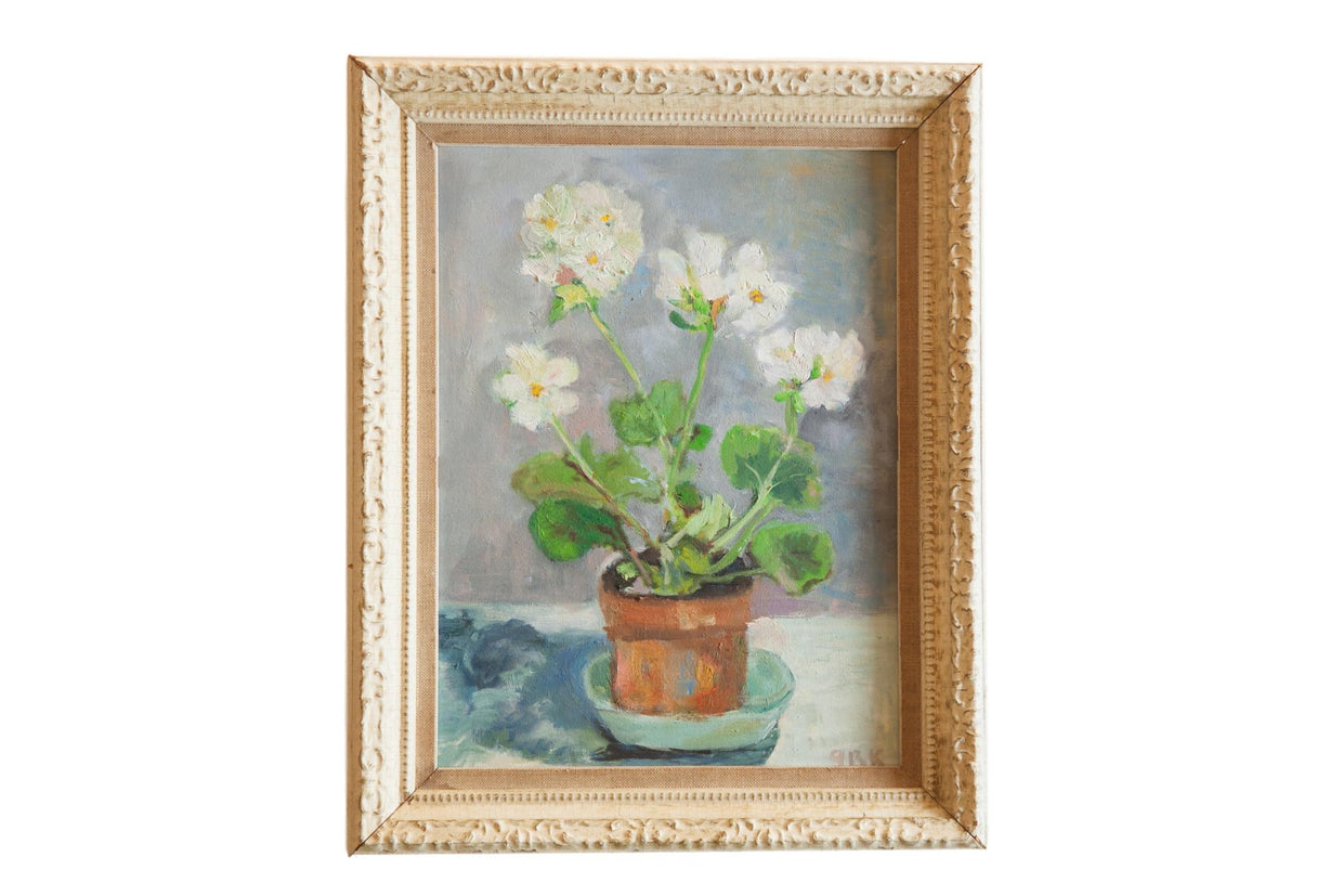 Grace Keogh Potted White Flowers Painting / ONH Item ct001175