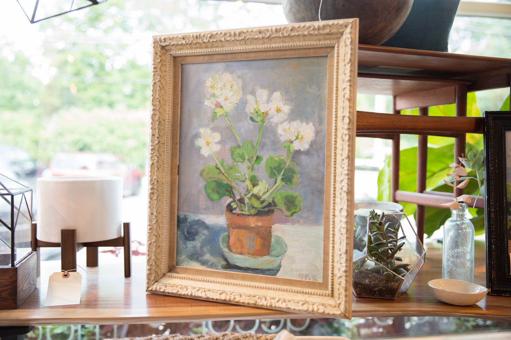 Grace Keogh Potted White Flowers Painting / ONH Item ct001175 Image 1