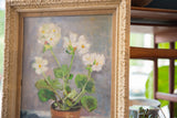 Grace Keogh white flowers painting texture and reclaimed vintage frame.