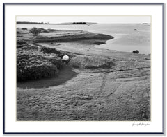 Dilmaghani Black and White Photograph, Boat and Landscape, ME