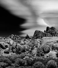 Dilmaghani Black and White Photograph, Sierra Wave over Alabama Hills, CA