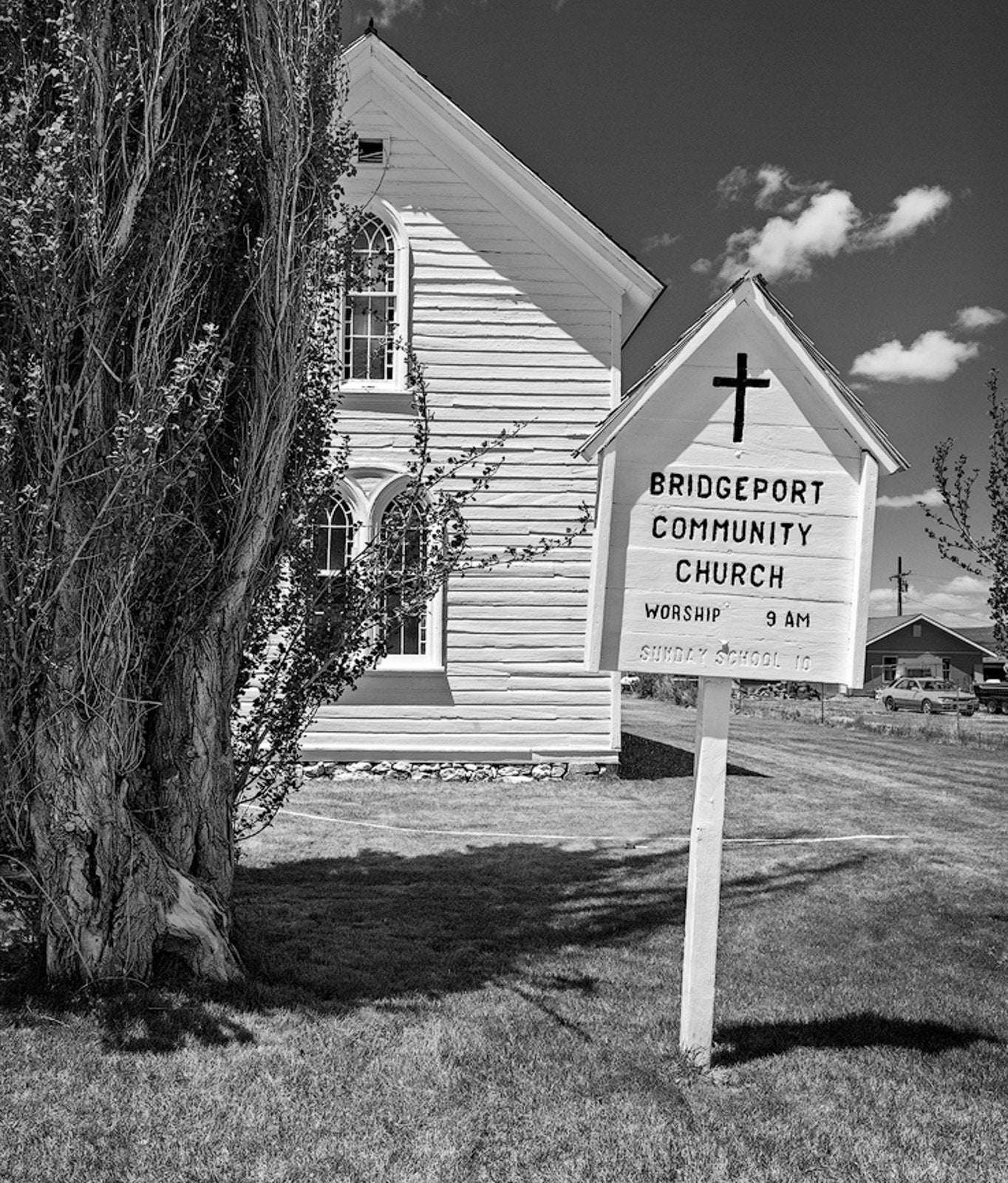 Dilmaghani Black and White Photograph, Bridgeport Community Church, CA