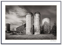 Dilmaghani Black and White Photograph, Barn and silos, NY