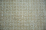 Textured pile of vintage Oushak runner, highlighting tone-on-tone beige and silver ivory.