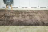 Vintage Moroccan rug with shaggy ivory and silver grey two-tone wool pile and abrash.