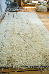 Plush ivory pile of the vintage Moroccan runner, featuring blanched charcoal geometric lines.