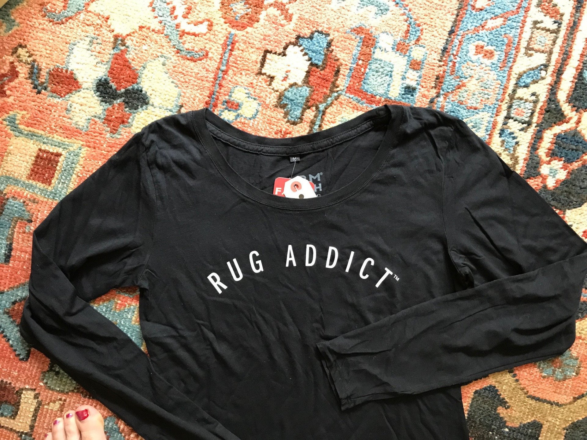 Women's Black Block Letter Fine Long Sleeve T-Shirt - Old New House