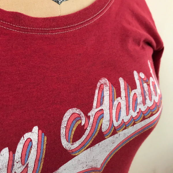 Women's Watermelon Retro Letter Fine Scoop Neck T-Shirt (Contrast Stitch) - Old New House