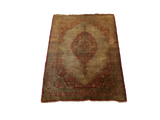 Collector's antique silk Haji Jalili Tabriz rug shown in its entirety.