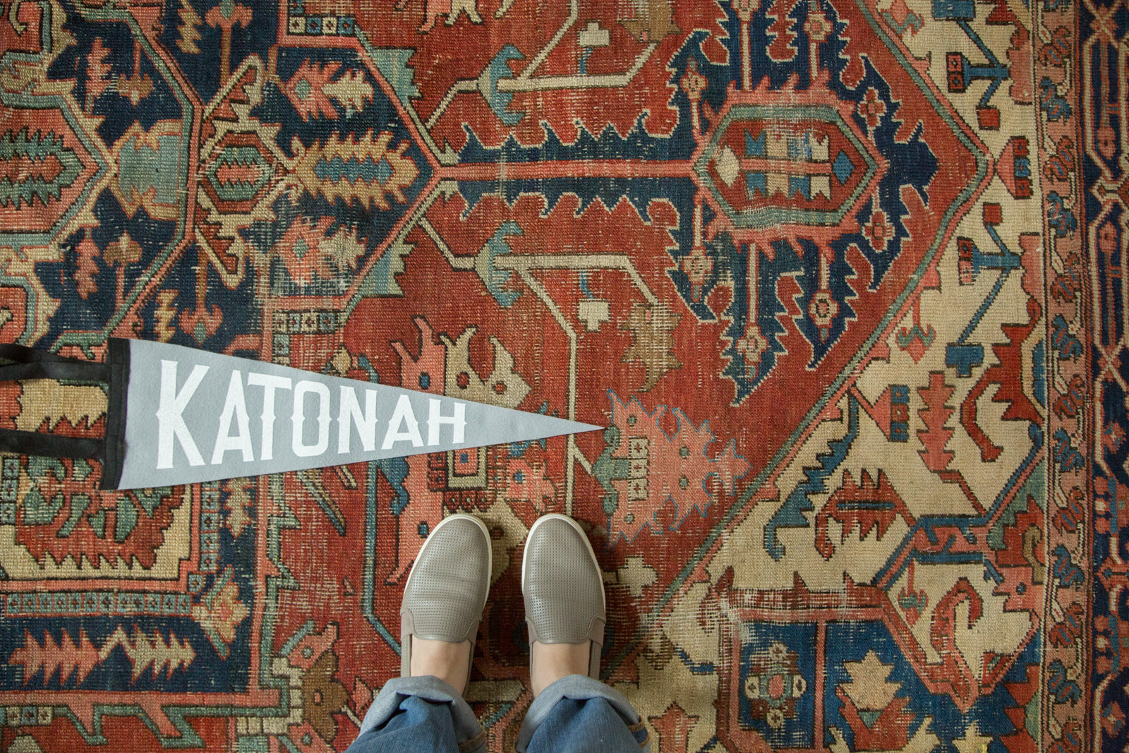 Katonah NY Felt Pennant Gray // ONH Item 3391 Image 1