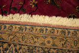Detailed floral border and intact ivory fringe on a vintage hand-knotted Meshed carpet.