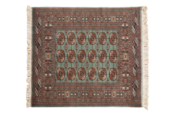 4x4.5 Vintage Fine Bokhara Square Rug // ONH Item mc001503