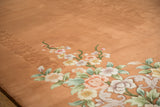 Vintage Art Deco carpet, carved tone-on-tone contour with pastel floral vines.
