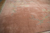 Plush dusty rose field with delicate Japanese Art Deco floral vines.
