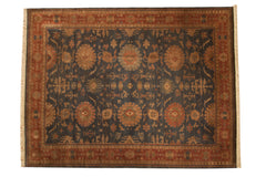 9x11.5 Vintage Tea Washed Indian Bijar Design Carpet // ONH Item mc001665