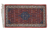 Vintage Ardebil rug with a central sapphire medallion on a brick red field of Herati design.