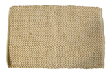 Textured hand woven rug mat in natural beige with chevron pattern, 2' x 3'.