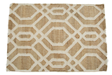 Nya New Collection handmade jute and cream geometric octagonal rug mat, 2' x 3'.