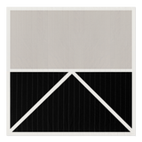 Louise Gray Queen Quilt with cream, black, white V-pattern and vertical stitching.
