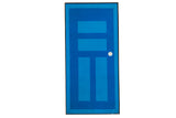 Mid Century Modern Tom Tru blue door textile art panel, 22.5x46 inches.