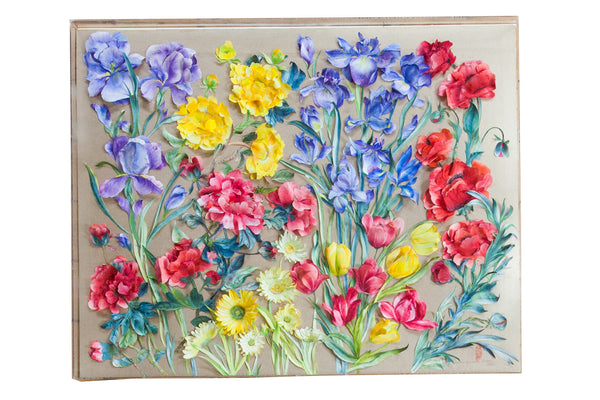 Vintage Handmade 3D Flower Art - Old New House