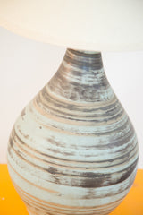 Mid Century Modern Martz lamp ceramic base with swirling light blue, gray, and beige.