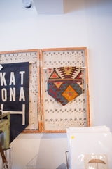 RUGLING 10 wall hanging displays early 20th century Turkish Kilim harmonious geometric patterns.
