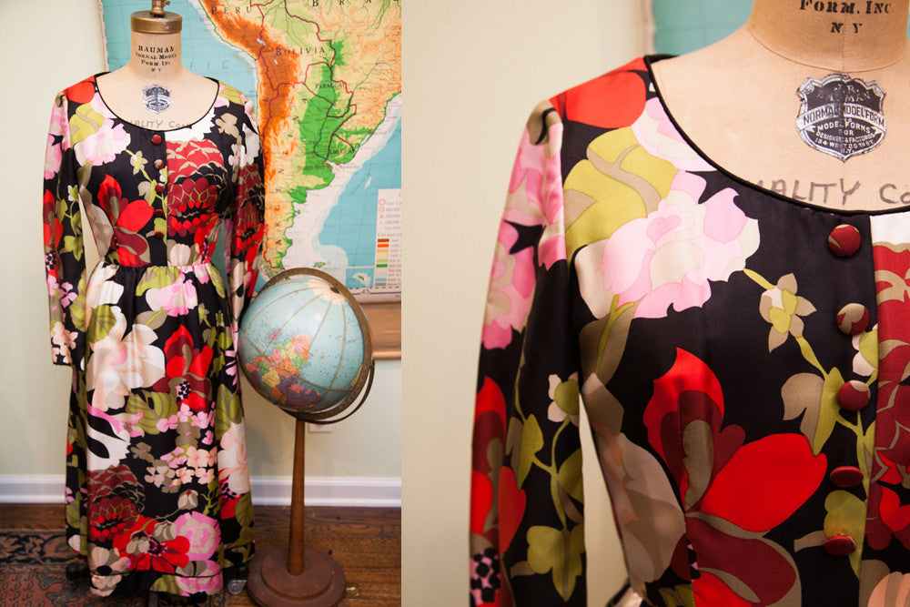 Vintage 1960s Saks Fifth Avenue Floral Dress // Size 4 - 6 // ONH Item 1664