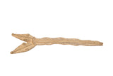 Vintage double-headed snake sculpture, handmade bronze with textured body and dual heads, 10 inches.