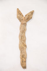 Textured mid 20th century double-headed bronze snake sculpture, aged patina.