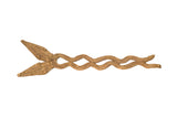 Vintage handmade bronze double-headed rattle snake sculpture, wavy body, aged patina.