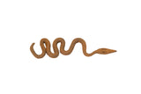 A vintage handmade iron snake sculpture with a textured, rust-colored finish.